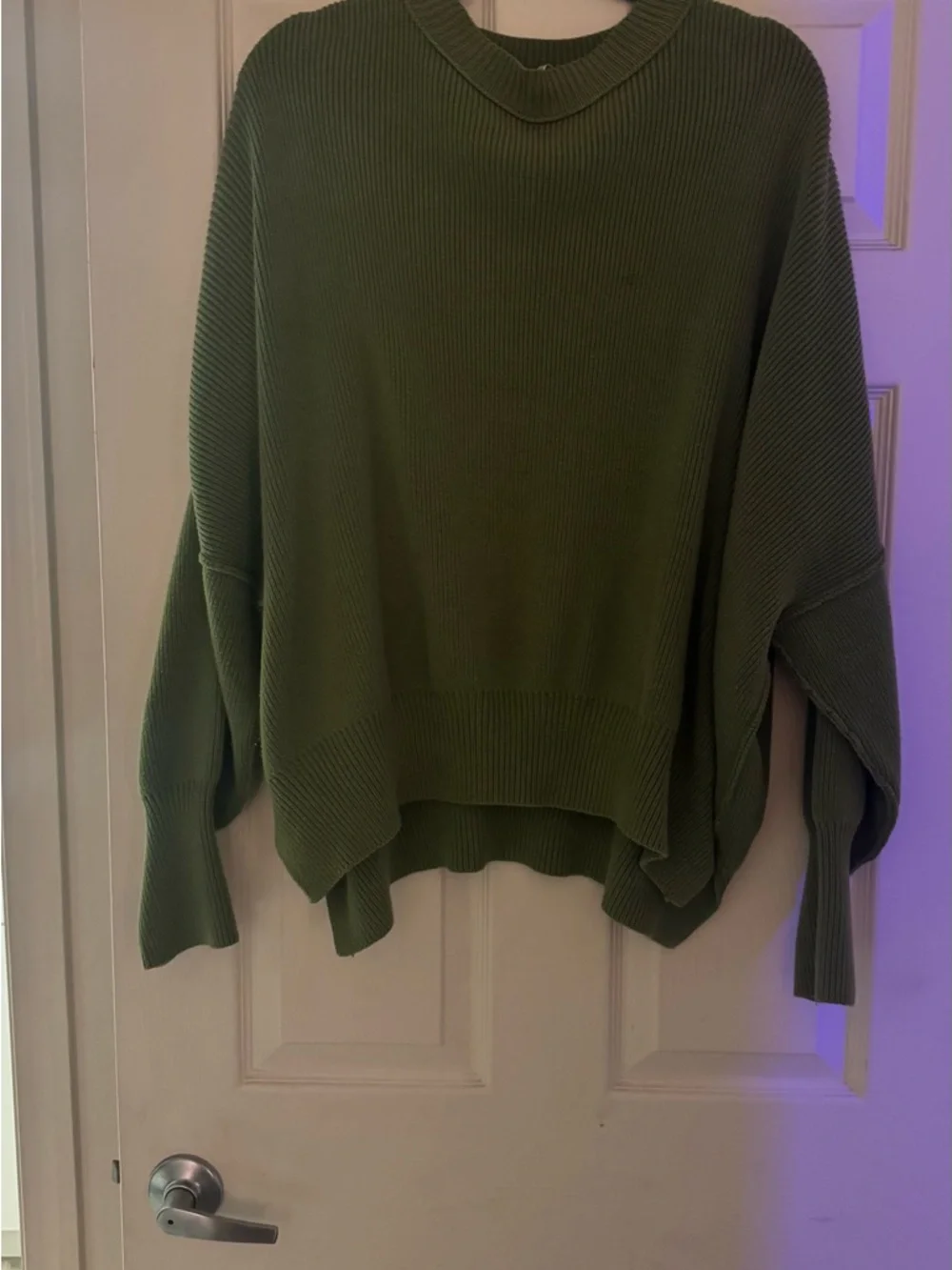 Free People Relaxed Olive Green Women's Ribbed Sweater - Picture 3 of 5